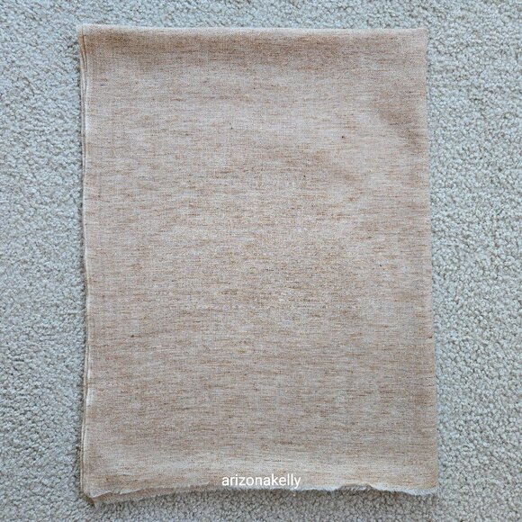 Cashmere Lightweight Woven Tan Scarf Melange Mottled Speckled Heathered Earthy - Picture 1 of 13